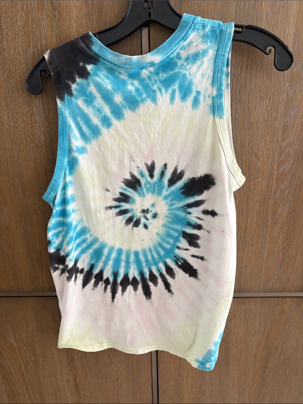 Electric & Rose Spiral Tie-Dye Muscle Tank - Blue, Black, White - Picture 2 of 6
